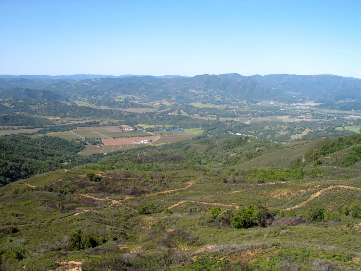 Aerial view toward the valley