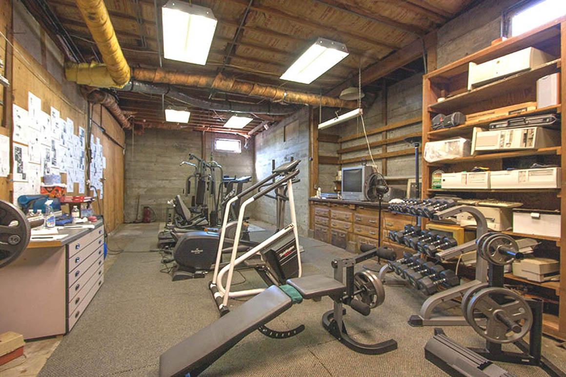 Large shop area currently utilized for exercise equipment